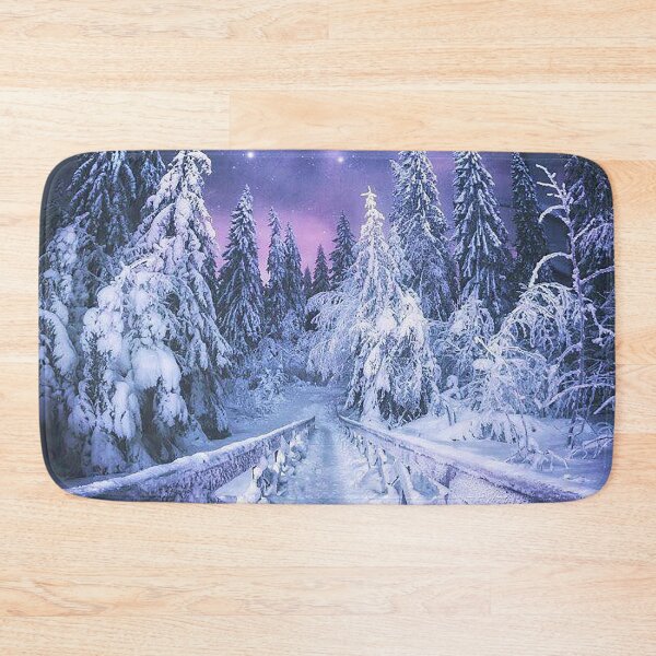 Item preview, Snow covered forrest, Winter, Snow covered bridge, Snow, Evergreen trees covered in Snow, North Pole designed and sold by Nostrathomas66.