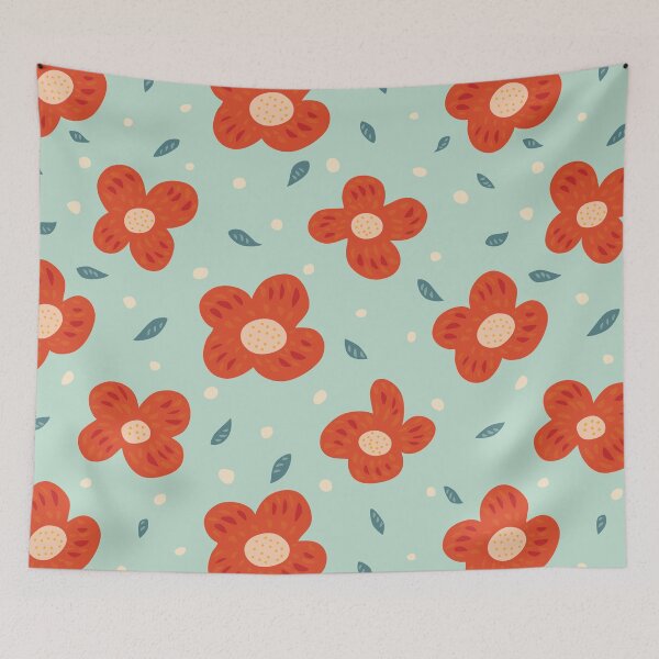 Item preview, Simple Pretty Orange Flowers Pattern designed and sold by Boriana Giormova.