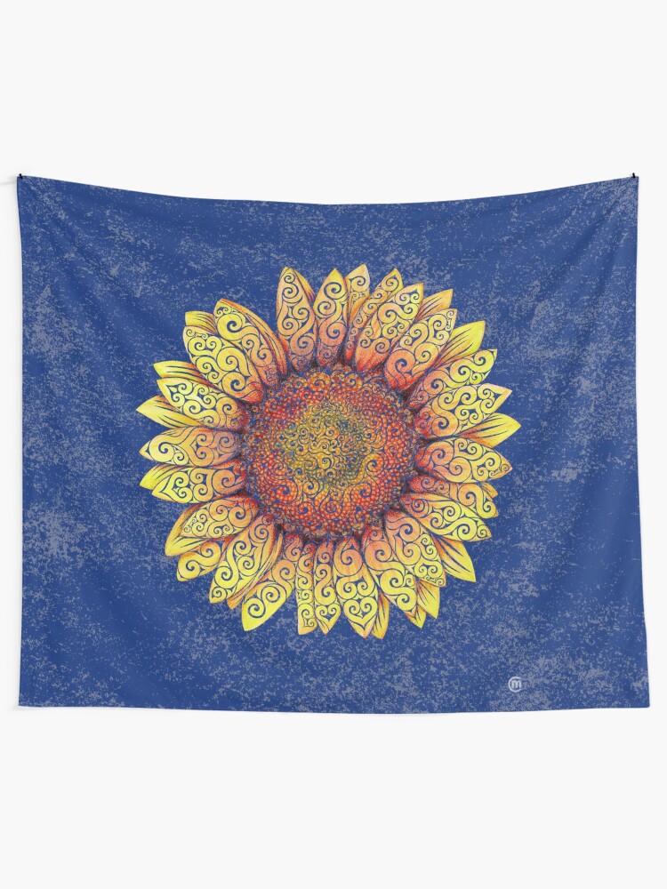 Alternate view of Swirly Sunflower Tapestry