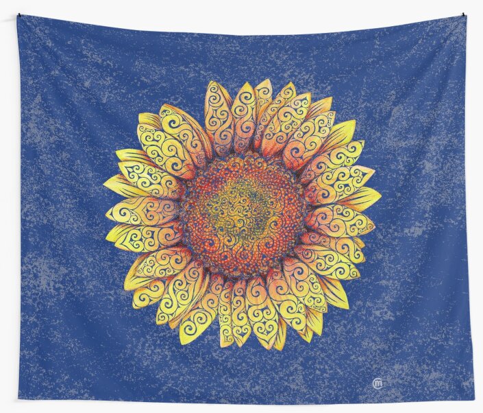 "Swirly Sunflower" Wall Tapestries by . VectorInk | Redbubble