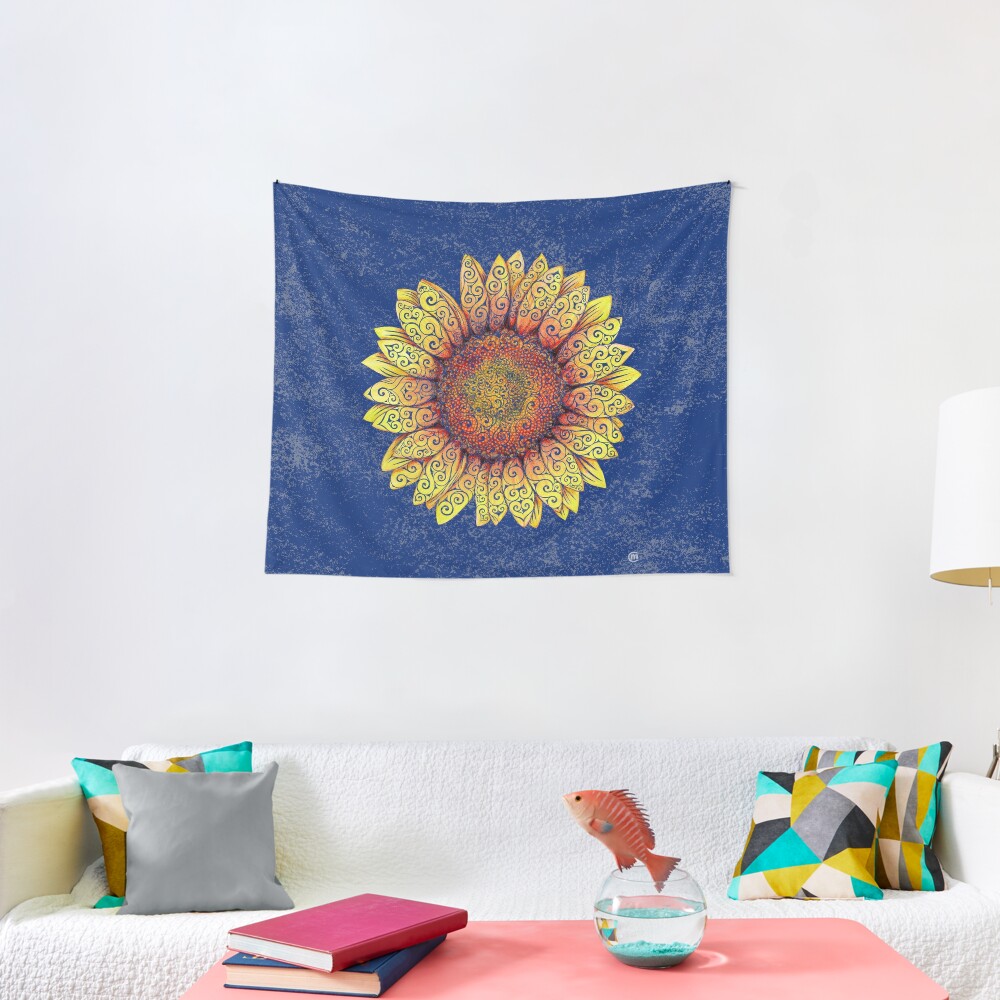 "Swirly Sunflower" Wall Tapestry by CarolinaMatthes | Redbubble