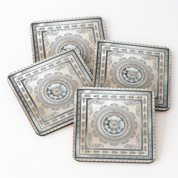 Item preview, Ornate Greek Key Meander Green and Cream Medallion  designed and sold by Yiorgos Designs.