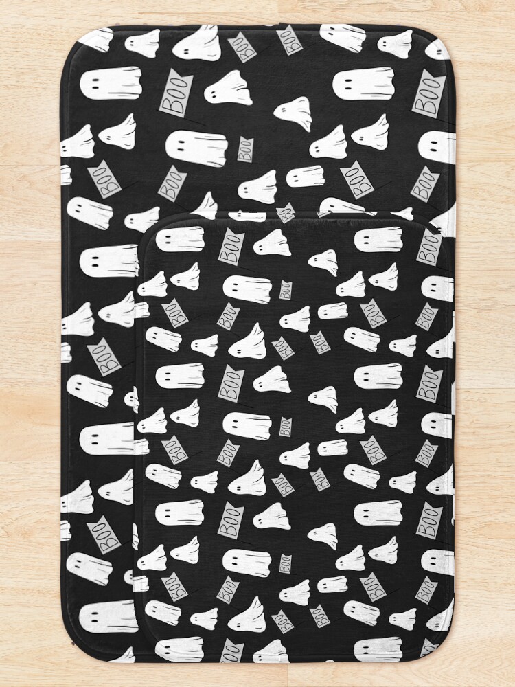 Thumbnail 5 of 6, Bath Mat, BW Ghost Pattern  designed and sold by princesssomo21.