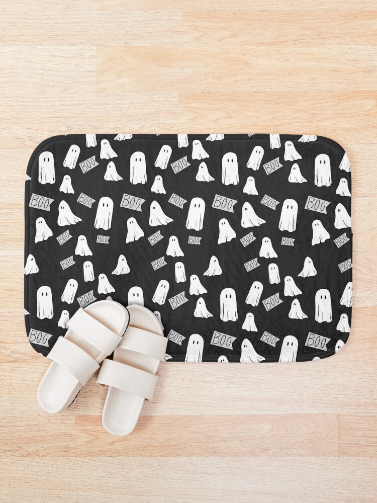 Thumbnail 1 of 6, Bath Mat, BW Ghost Pattern  designed and sold by princesssomo21.