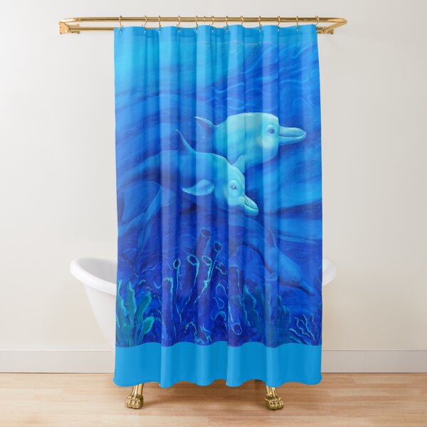 Blue Fish Shower Curtains for Sale