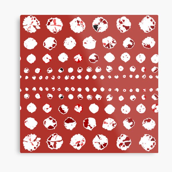 Shibori Circles - White on Red Metal Print