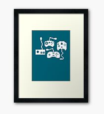 Pixel History - Sega Controllers (White) Framed Print
