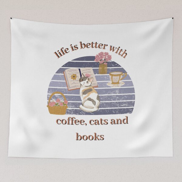 Item preview, Life is better with coffee, cats and books designed and sold by xbatata.