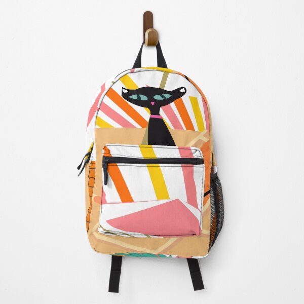 Item preview, Retro Black Mid Century Cat on the Beach designed and sold by LisWilliams.