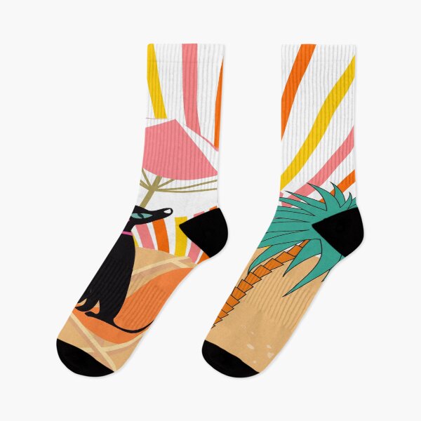 Item preview, Retro Black Mid Century Cat on the Beach designed and sold by LisWilliams.