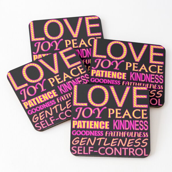 Item preview, Fruit of the Spirit Hot Pink and Yellow Text on Black Background designed and sold by aheartforgod.