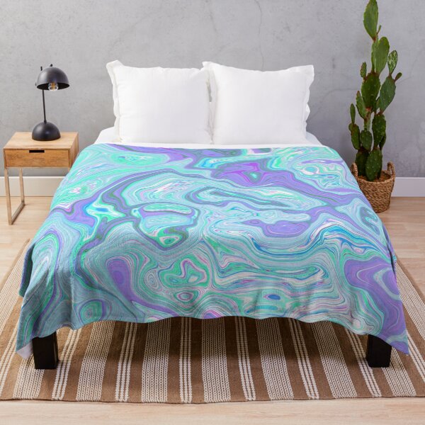 Item preview, Cyan Blue and Violet Abstract Psychedelic Swirl Liquid Pattern designed and sold by IraNiva.