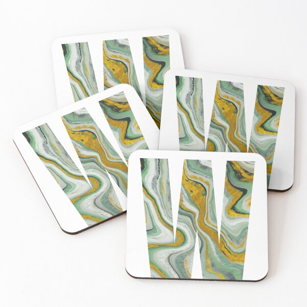 Item preview, The Letter W Green Marble Font designed and sold by smiledeer78.