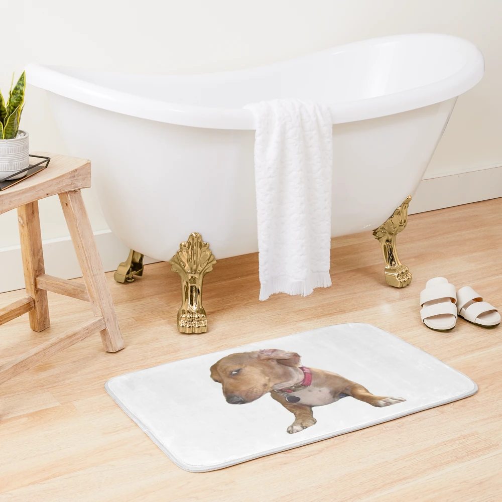 Sus dog meme Bath Mat for Sale by TheBigSadShop