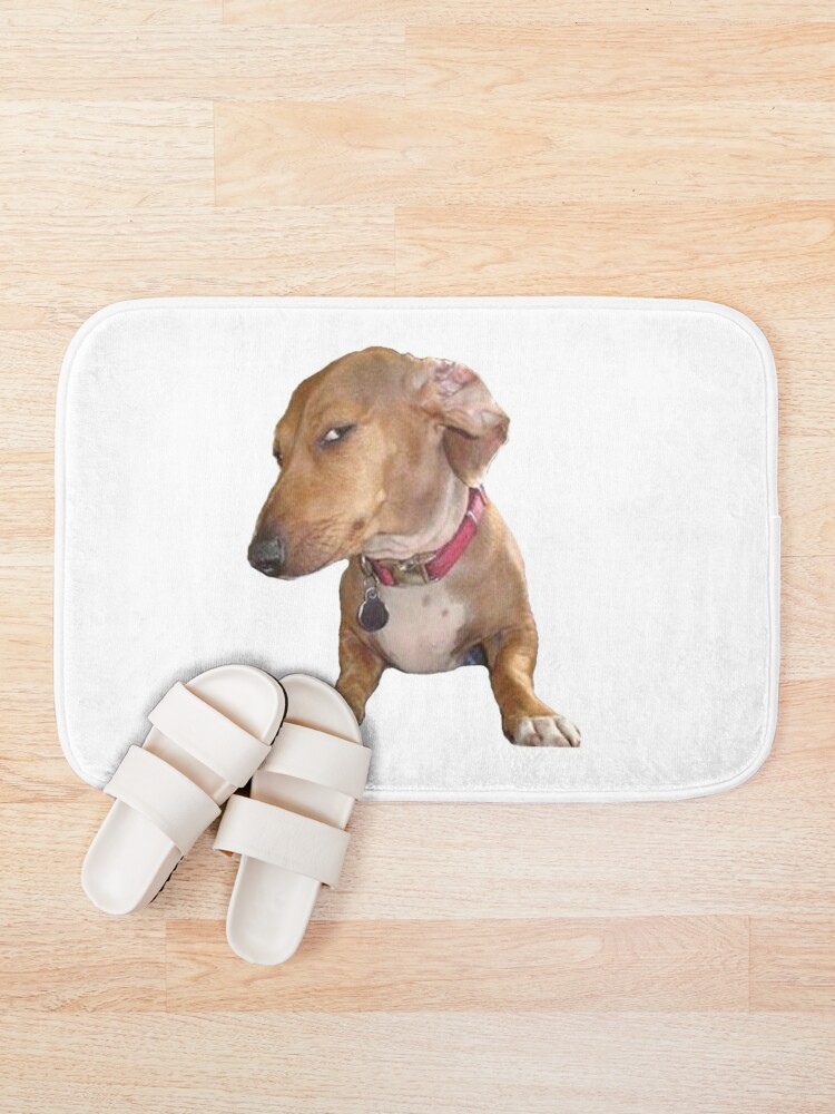 Sus dog meme Bath Mat for Sale by TheBigSadShop