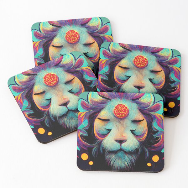 Item preview, Sleepy Majestic Psychedelic Lion designed and sold by WolfPack-Art.