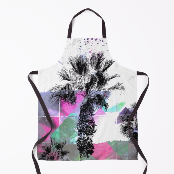Item preview, palm tree with geometric pixel square pattern abstract in purple pink blue designed and sold by Mrvell.