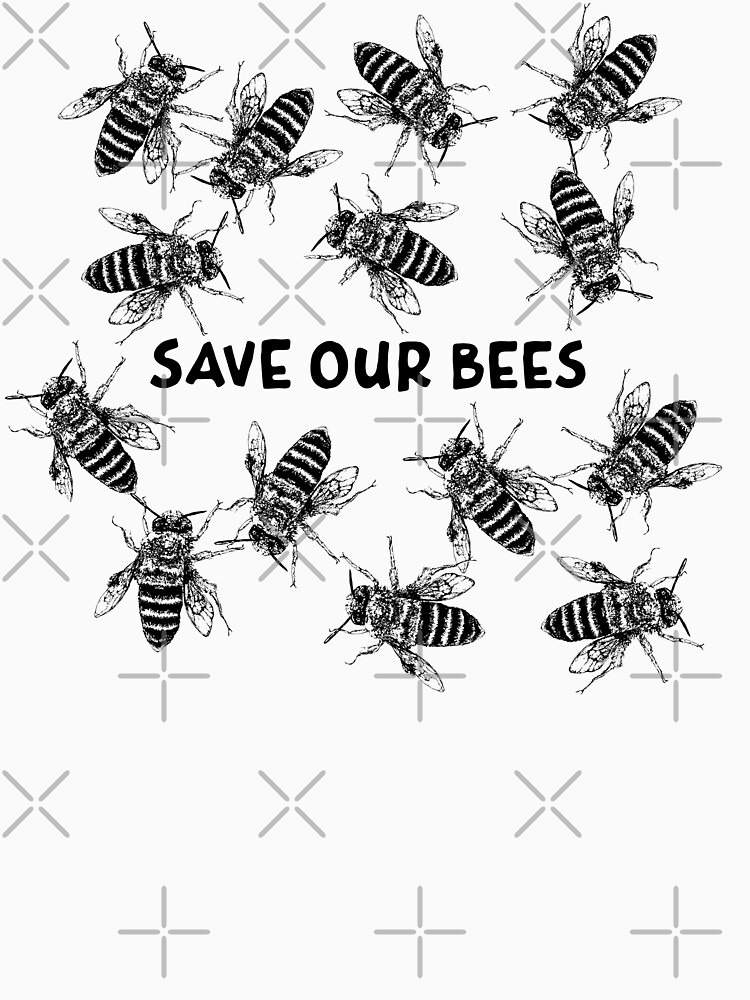 Thumbnail 7 of 7, Classic T-Shirt, We're a buzzy lot - Save Our Bees featuring Buzzie the Bee designed and sold by Wildcard-Sue.