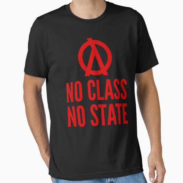 Vista previa del artículo con la obra «Sin clase Sin estado Programador funcional Diseño de texto en rojo», diseñado y vendido por geeksta.