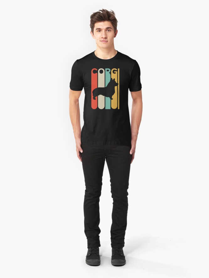 Alternate view of Vintage Style Corgi Silhouette Shirt Slim Fit T-Shirt
