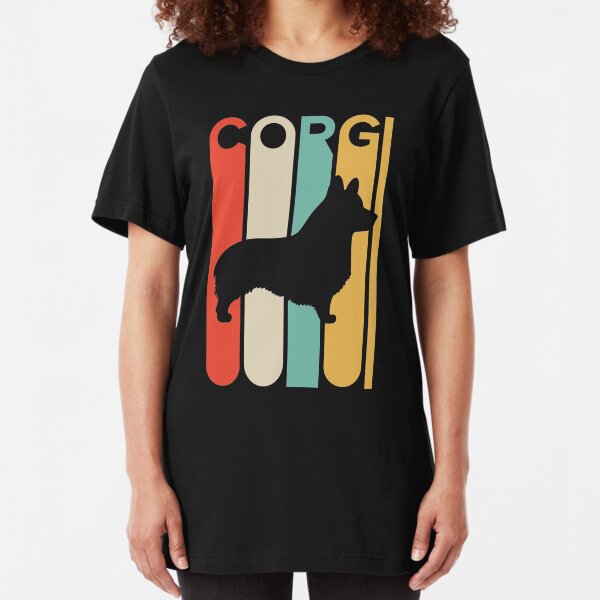 Vintage Style Corgi Silhouette Shirt Slim Fit T-Shirt