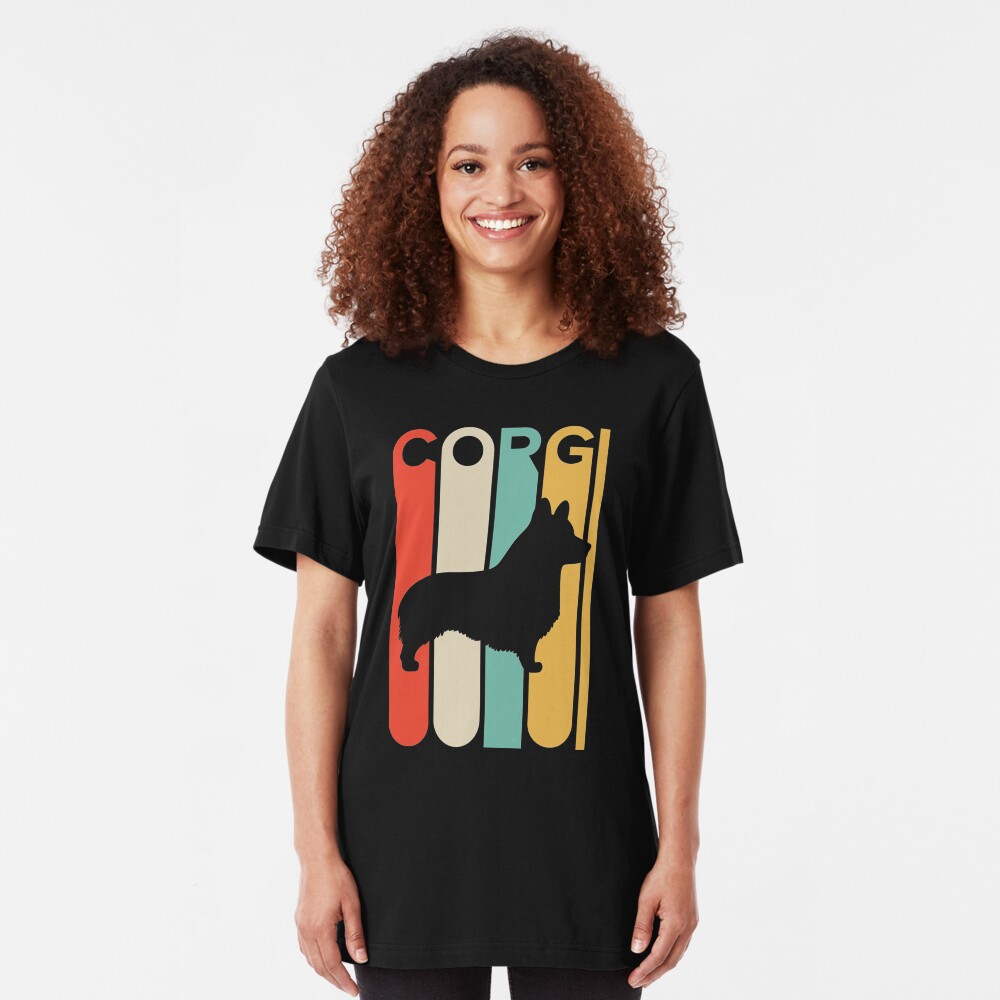 Vintage Style Corgi Silhouette Shirt Slim Fit T-Shirt