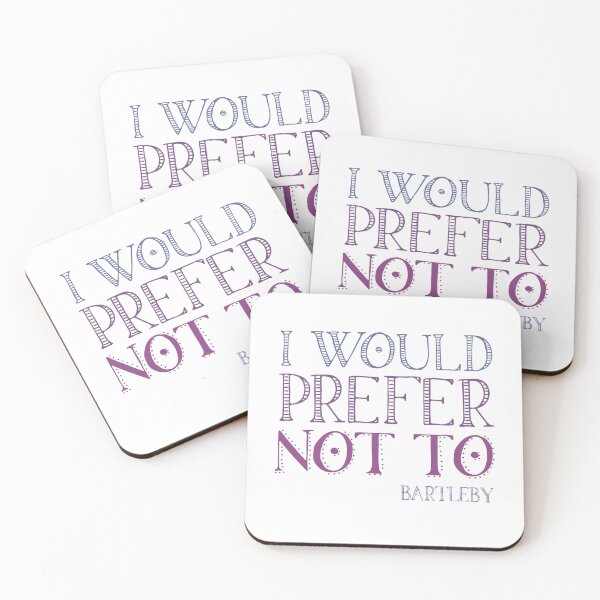 Item preview, "I would prefer not to" - book quote, Bartleby the Scrivener, Melville (purple text) designed and sold by Ofeefee.