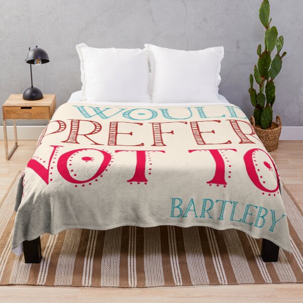 Item preview, "I would prefer not to" - book quote, Bartleby the Scrivener, Melville (teal + pink text) designed and sold by Ofeefee.