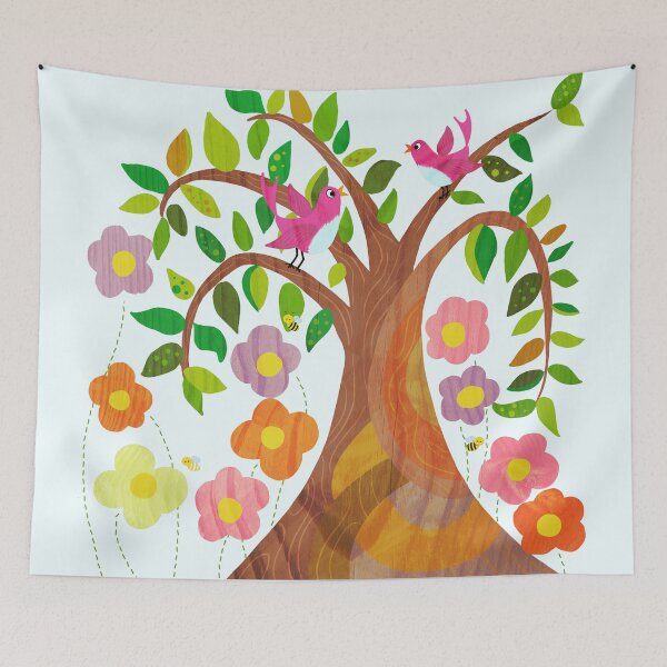 Item preview, Springtime Trees With Birds And Bees designed and sold by BunnyThePainter.