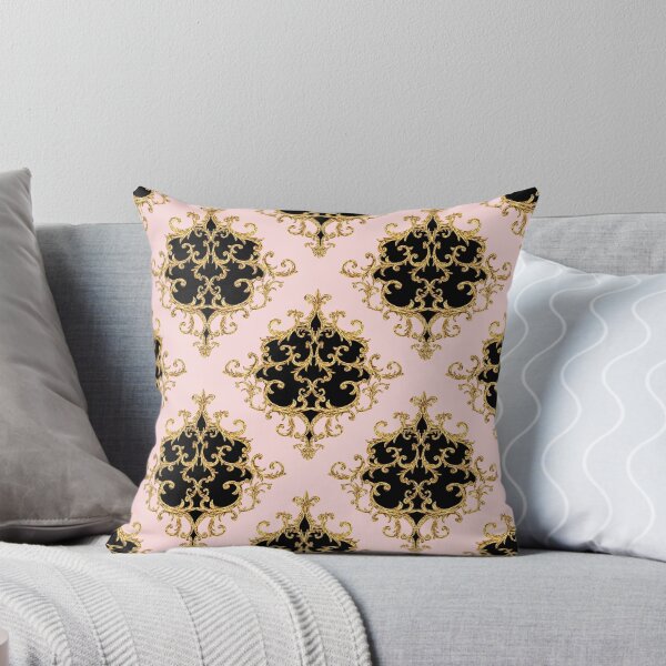 Item preview, Flourish Ornamental Damask Gold Black Pink Pattern - Baroque Patterns designed and sold by antevasinart.