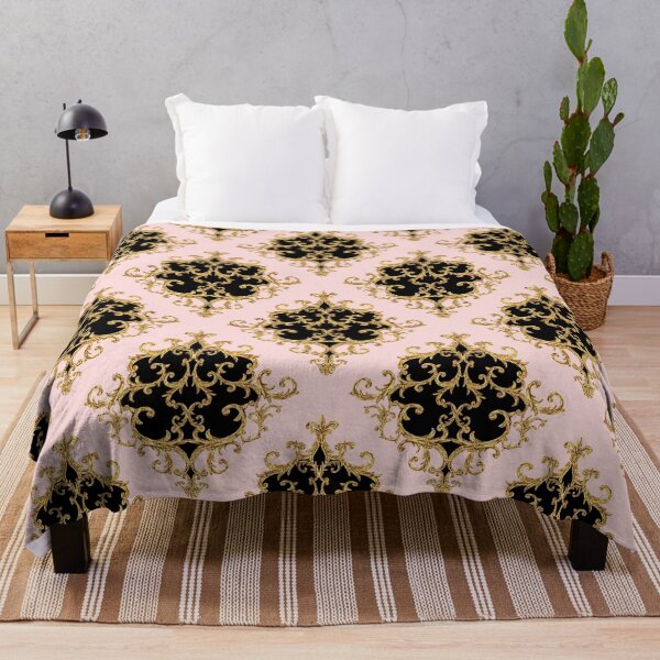 Aperçu de l'œuvre Flourish Ornement Damassé Or Noir Rose Motif - Motifs Baroques créée et vendue par antevasinart.