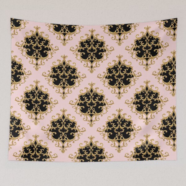 Aperçu de l'œuvre Flourish Ornement Damassé Or Noir Rose Motif - Motifs Baroques créée et vendue par antevasinart.