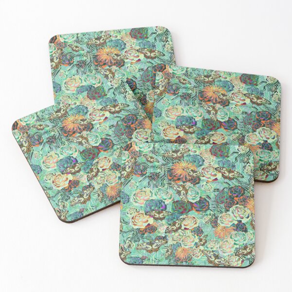 Item preview, Psychedelic chinoiserie butterfly garden pearlescent jade designed and sold by Ruth Cadioli.