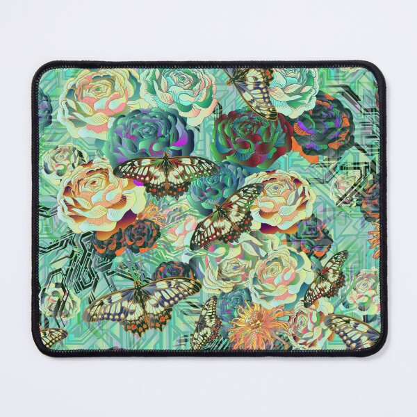 Item preview, Psychedelic chinoiserie butterfly garden pearlescent jade designed and sold by Ruth Cadioli.