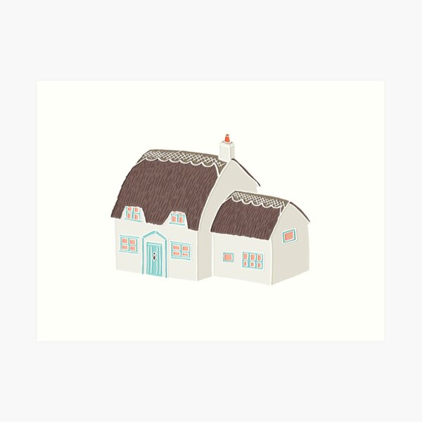 Little Cottage Drawing Art Print
