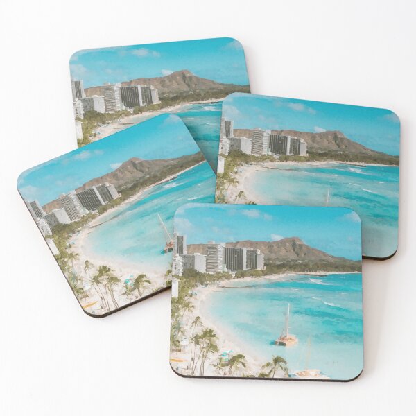 Item preview, Beach Hotels at Diamond Head Hawaii - Watercolour Style designed and sold by WWWC2288.