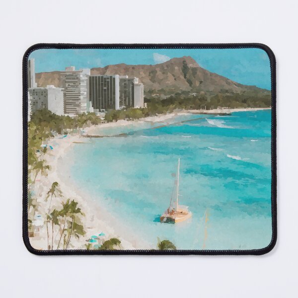Item preview, Beach Hotels at Diamond Head Hawaii - Watercolour Style designed and sold by WWWC2288.