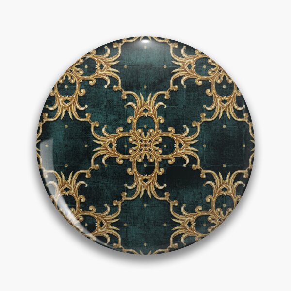 Item preview, Flourish Ornamental Damask Velvet Gold Black Green Pattern - Baroque Patterns designed and sold by antevasinart.
