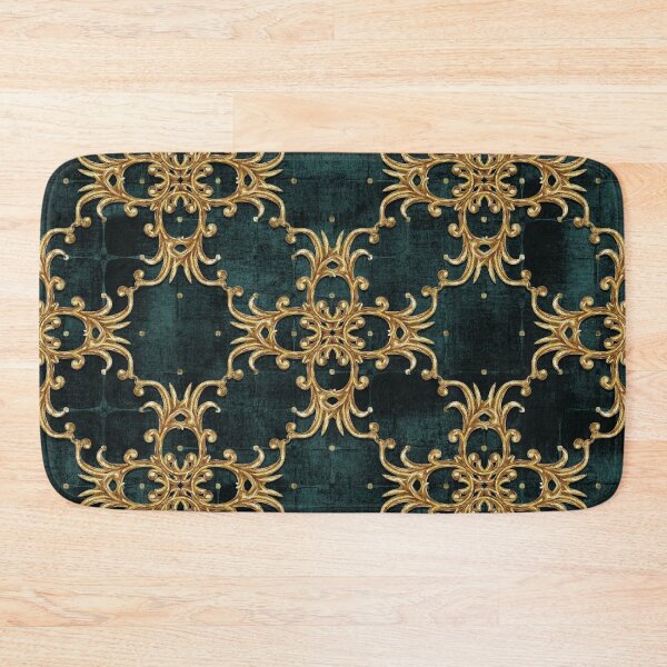 Item preview, Flourish Ornamental Damask Velvet Gold Black Green Pattern - Baroque Patterns designed and sold by antevasinart.