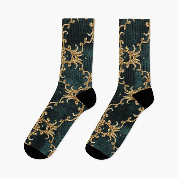 Item preview, Flourish Ornamental Damask Velvet Gold Black Green Pattern - Baroque Patterns designed and sold by antevasinart.