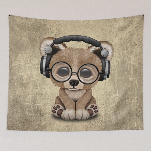 Item preview, Cute Baby Bear Dj Wearing Headphones designed and sold by JeffBartels.