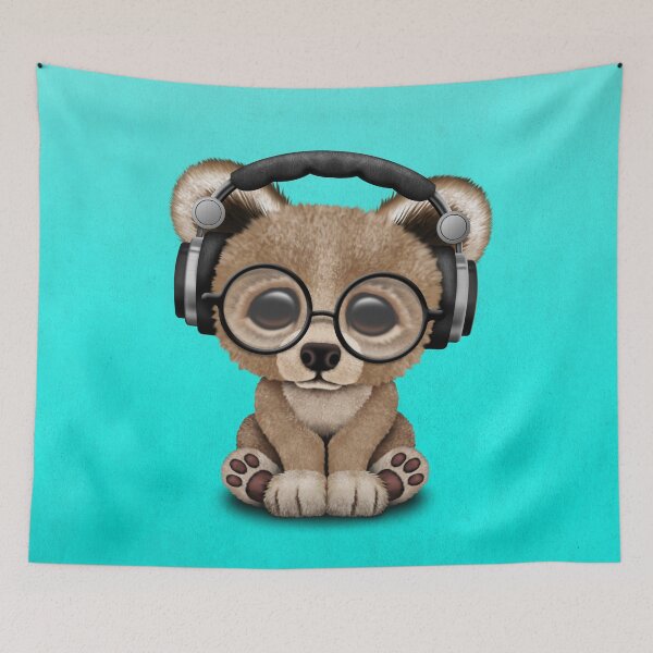 Item preview, Blue Baby Bear Dj Wearing Headphones designed and sold by JeffBartels.