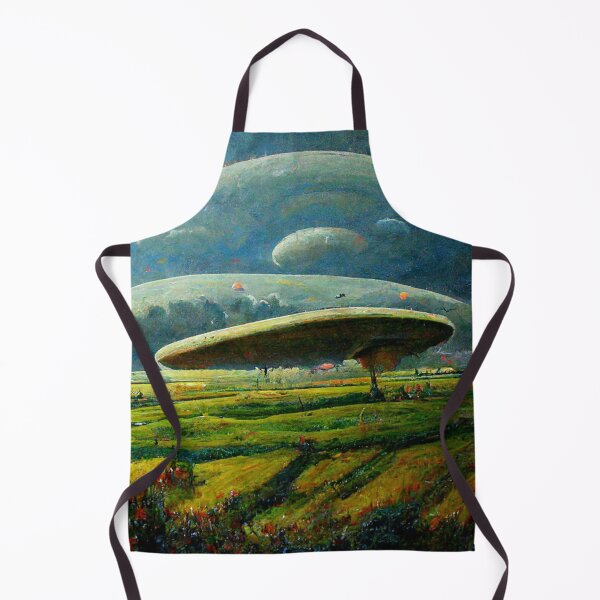 Item preview, UFO Invasion Bright Landscape Aliens in Country Field designed and sold by Weirdarto.