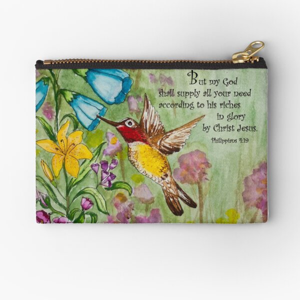 Humming Bird - Philippians 4:19 Zipper Pouch