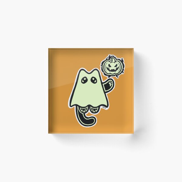 Item preview, Little Ghost Cat with a Jack O' Lantern designed and sold by RJKpoyp.