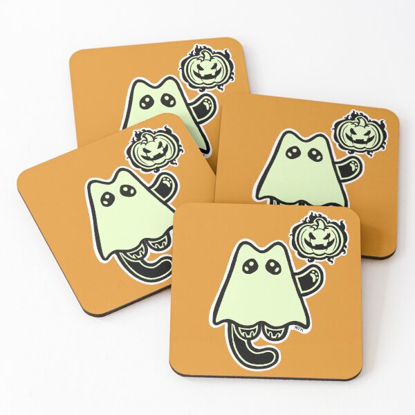 Item preview, Little Ghost Cat with a Jack O' Lantern designed and sold by RJKpoyp.