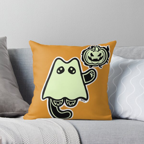 Item preview, Little Ghost Cat with a Jack O' Lantern designed and sold by RJKpoyp.