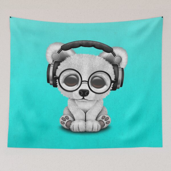 Item preview, Blue Baby Polar Bear Dj Wearing Headphones designed and sold by JeffBartels.