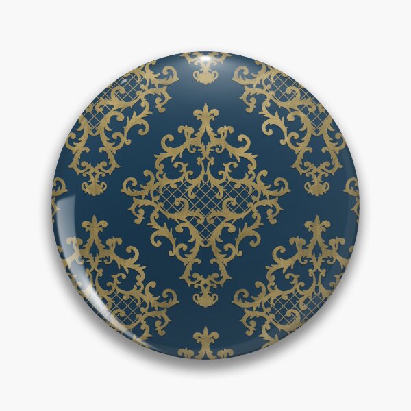 Item preview, Flourish Ornamental Damask Gold Blue Pattern - Baroque Patterns designed and sold by antevasinart.