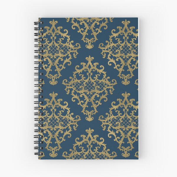Aperçu de l'œuvre Flourish Ornement Damassé Or Bleu Motif - Motifs Baroques créée et vendue par antevasinart.